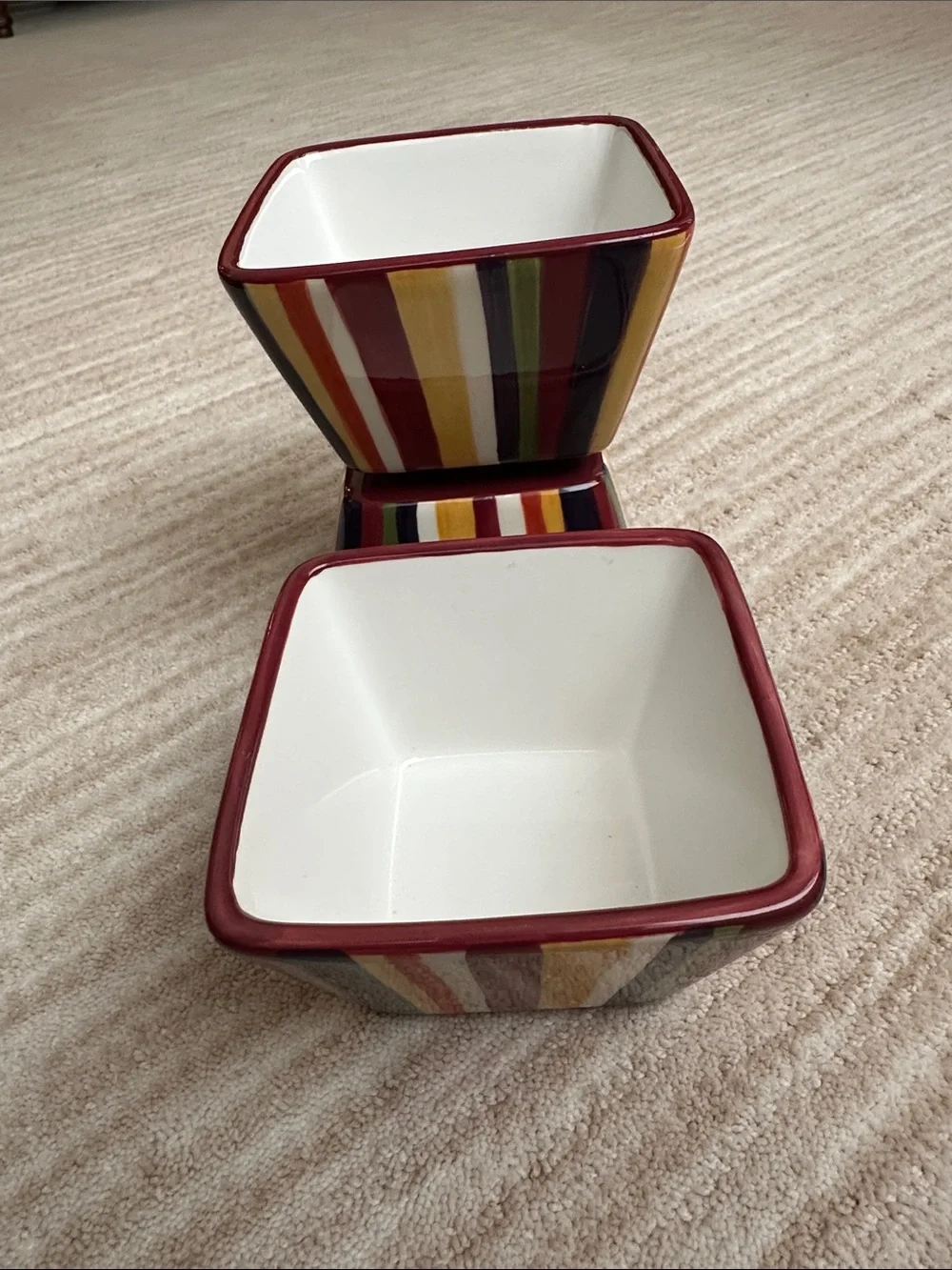 Set of 3 PAMPERED CHEF Simple Additions Stripes Square Bowls Entertaining